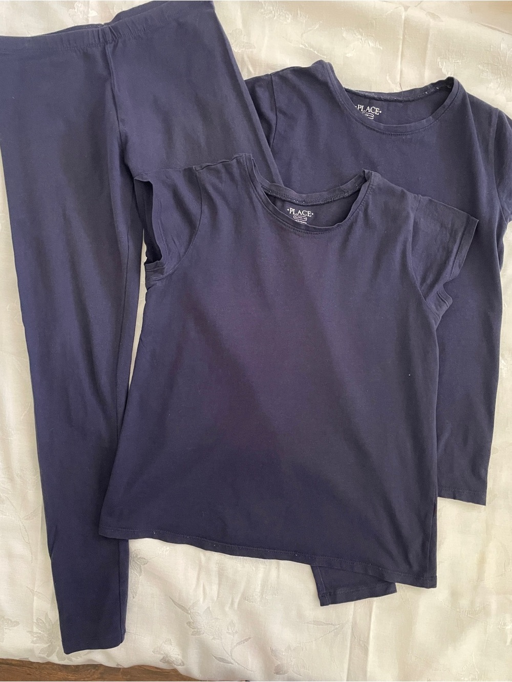 Children’s Place Girls 3-Piece Set XL 14 Leggings + 2 T shirts Tidal Blue School